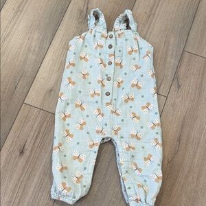 Charming Blue Owl Print Overalls